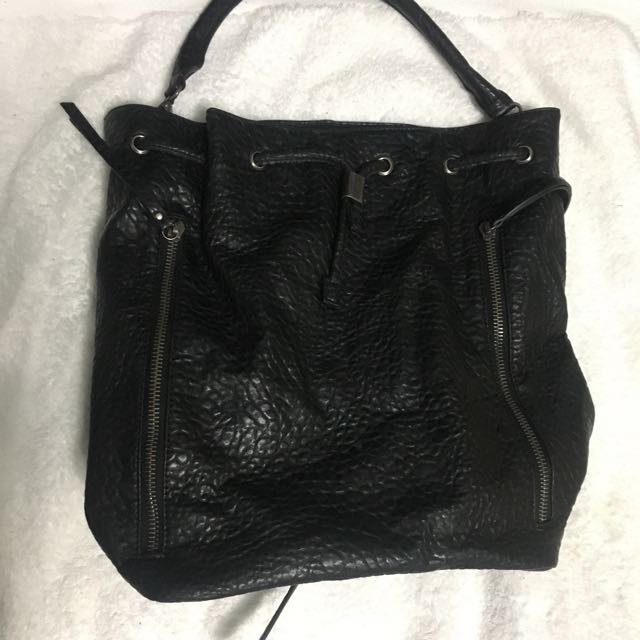 leather backpack bucket bag