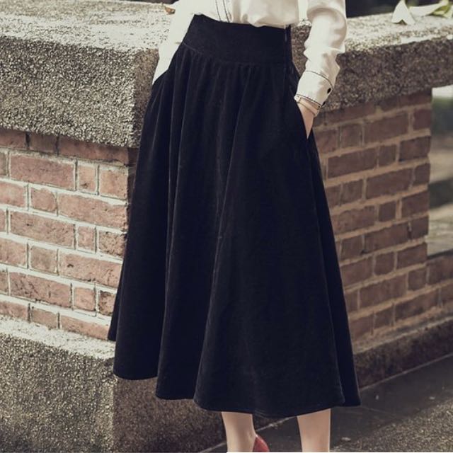 enof velvet long skirt M black-connectedremag.com