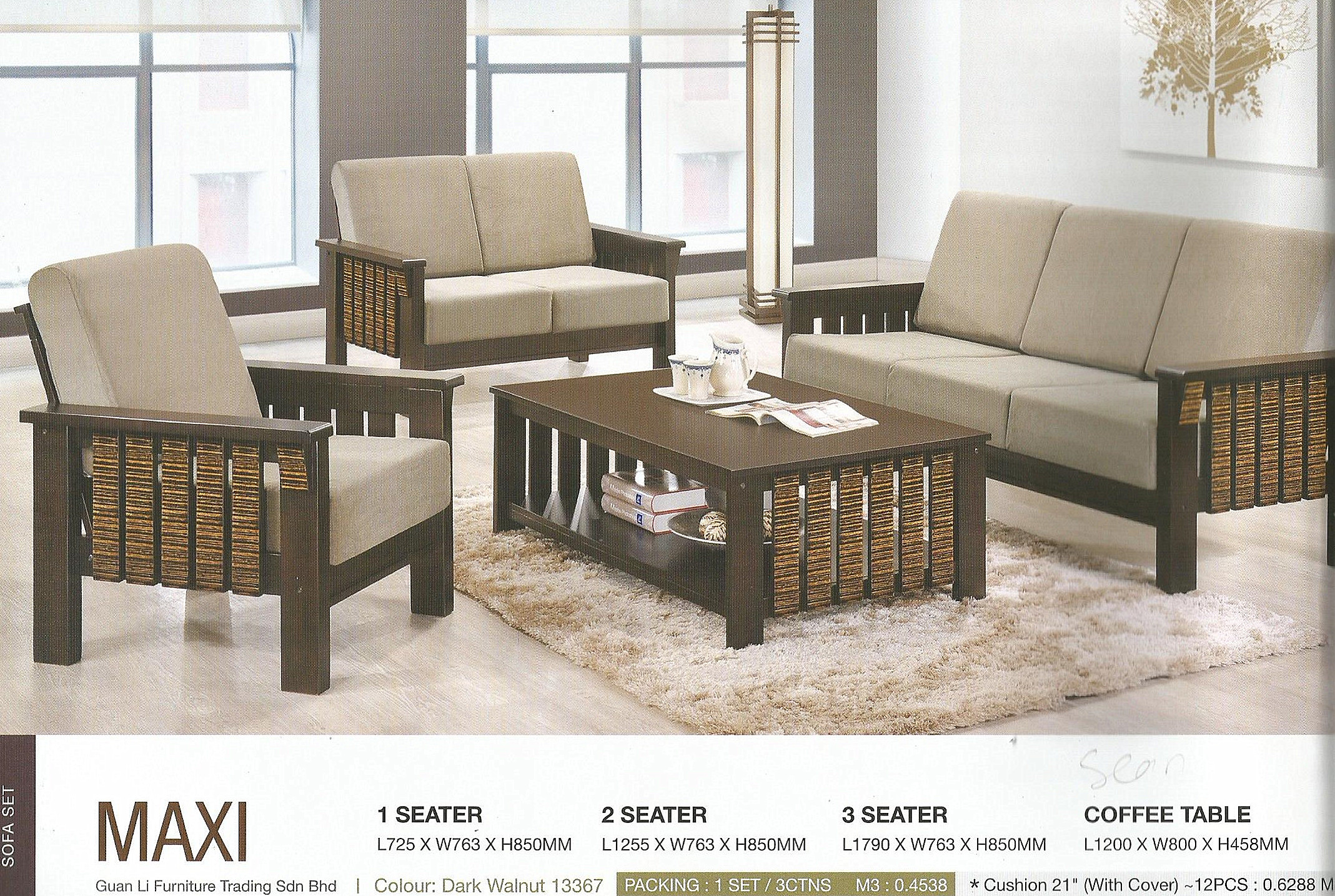 Low Price Istallment Plan Sofa Kayu Set 1 2 3 Model MAXI Rumah