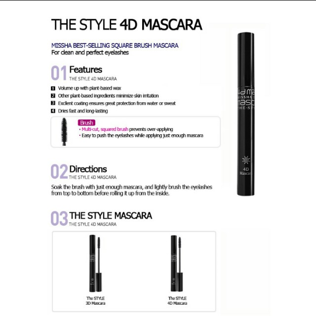 Missha The Style Mascara 3d 4d Direct From Korea Authentic Health