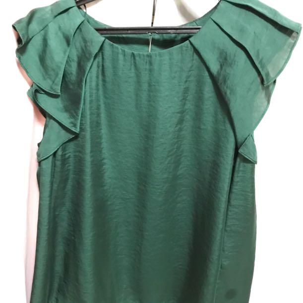 Zara Emerald Green Blouse, Women's Fashion, Clothes, Tops on Carousell