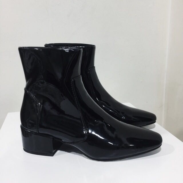 zara patent leather boots