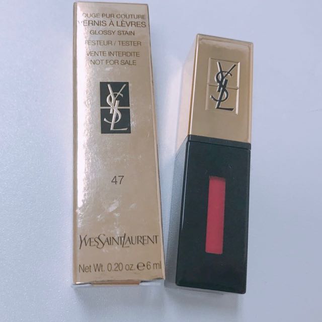 Yves Saint Laurent Rouge Pur Couture Vernis A Levres Glossy Stain - #47 Carmin Tag