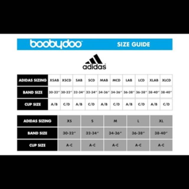 adidas sports bra size chart india