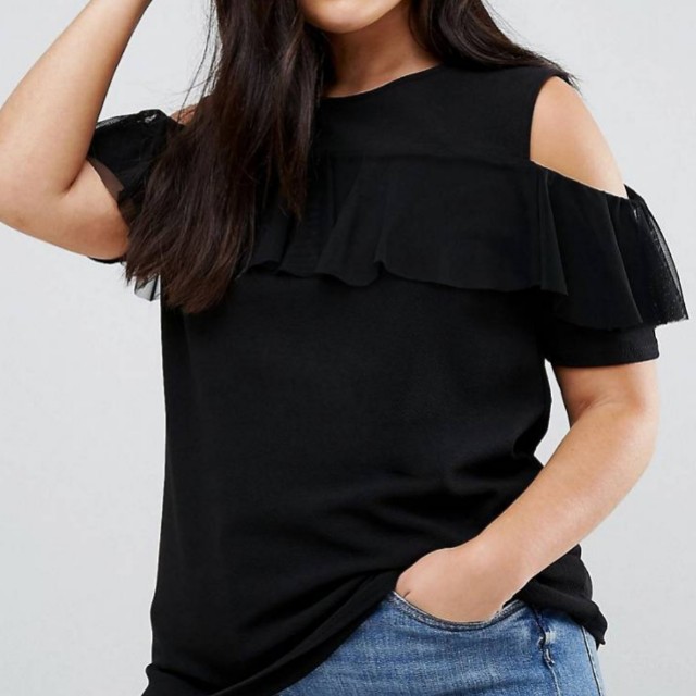 black cold shoulder top uk