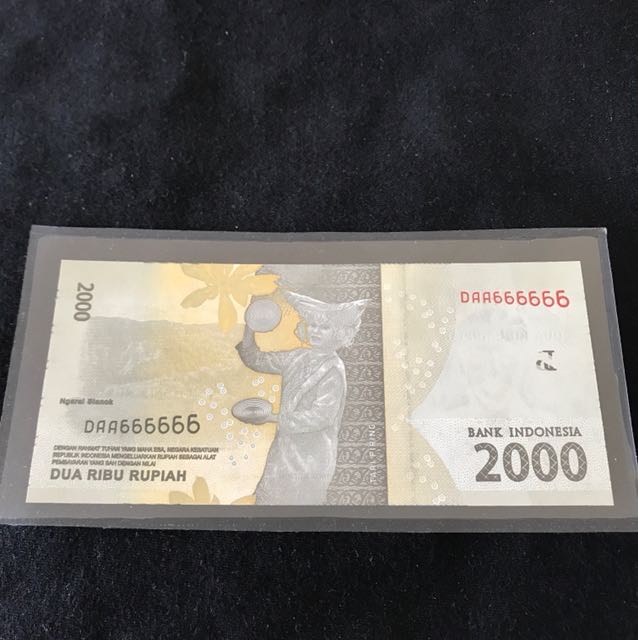 Bank Indonesia Dua Ribu Rupiah 2000 With Nice Prefix Solid 6, Hobbies ...