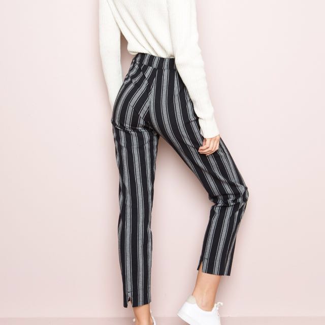black and white striped pants brandy melville