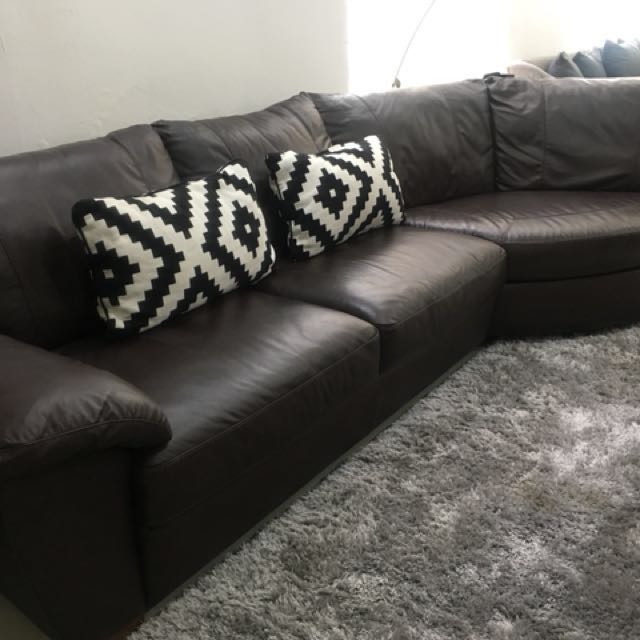 Ikea Vreta Corner Dark Brown Leather Sofa Home Furniture Ikea Vreta Corner Dark Brown Leather