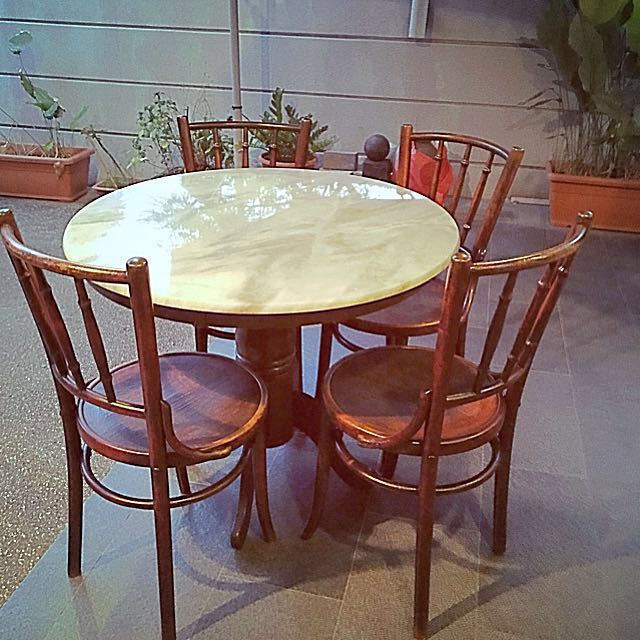 Kopitiam Marble table and chairs Furniture Home Living