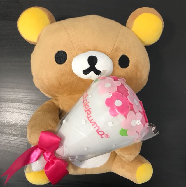 Rilakkuma Plush with Flower Bouquet, Hobbies & Toys, Toys & Games on