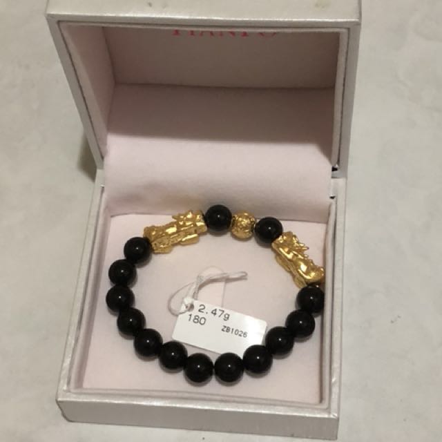 Tian Po Pixiu Hard gold black agate beads with money ball Women s