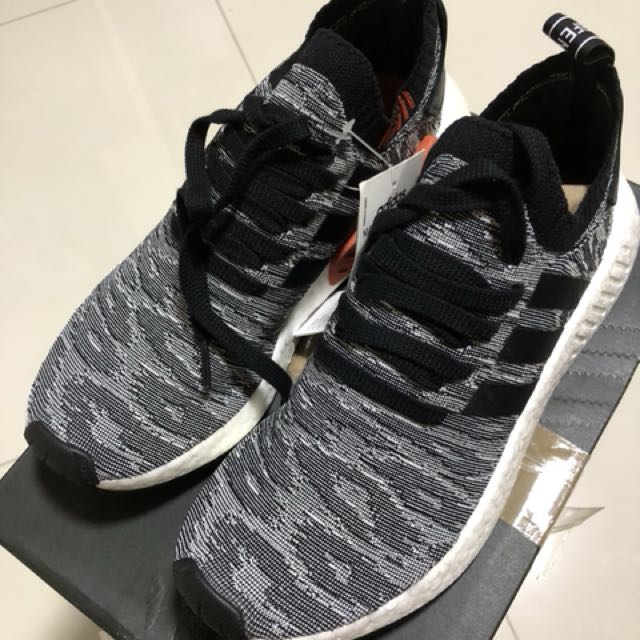 Adidas NMD R2 UK 8 Black Grey Zebra