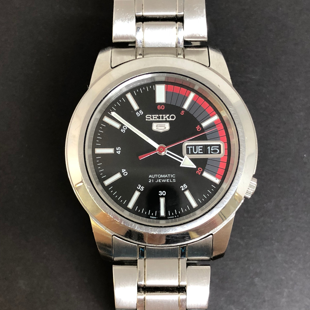 Seiko 5 Automatic 7S26-02W0 Red Speed Dial Day Date  Watch, Luxury,  Watches on Carousell