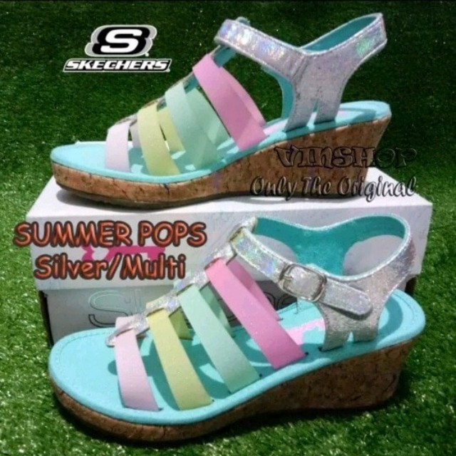 skechers slippers kids silver