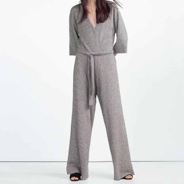 Zara grey Long crossover jumpsuit 