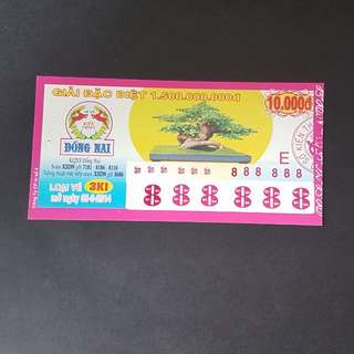 Solid 888888 Vietnam Lottery Ticket 10000 dong issued in 2014