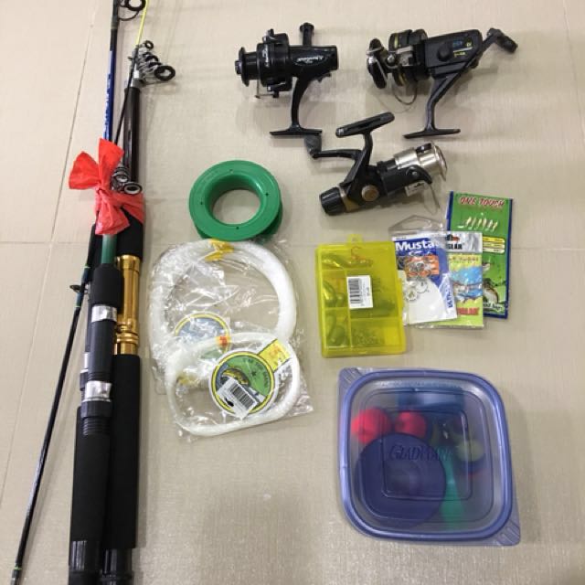 3 Fishing Rod Set,3 Reel +Other Fishing Stuffs, Sports Equipment