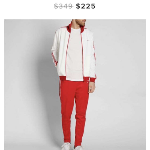 ADIDAS BECKENBAUER LONDON TRACK SUIT MIG 50TH ANNIVERSARY IN GERMANY' (WHITE / RED), Men's Bottoms, Joggers on Carousell