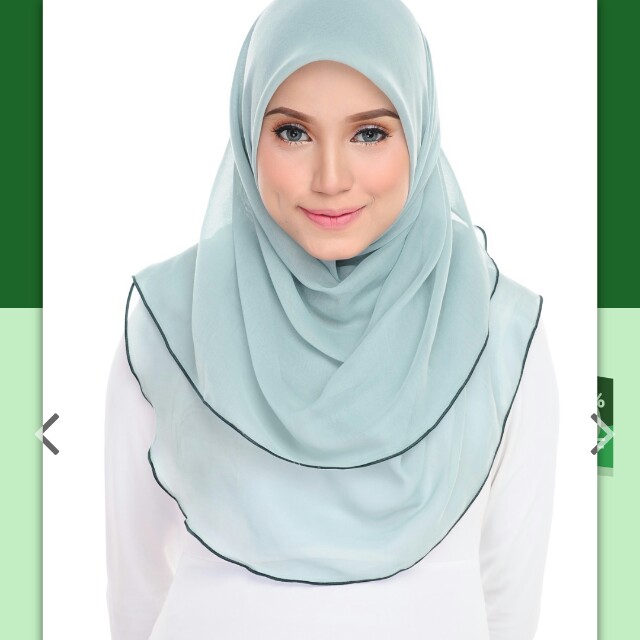 Bawal Ruffle Benang Hijau Muslimah Fashion Scarves On Carousell