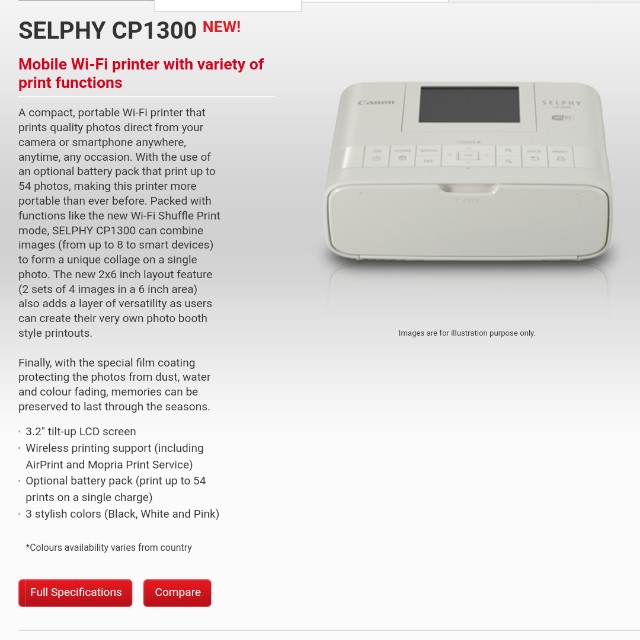 canon selphy cp1300 specs