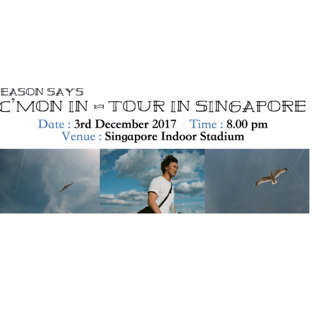 Highly Discounted Cat 1 Eason Chan C Mon In Tour Singapore Tickets Vouchers Local Attractions Transport On Carousell