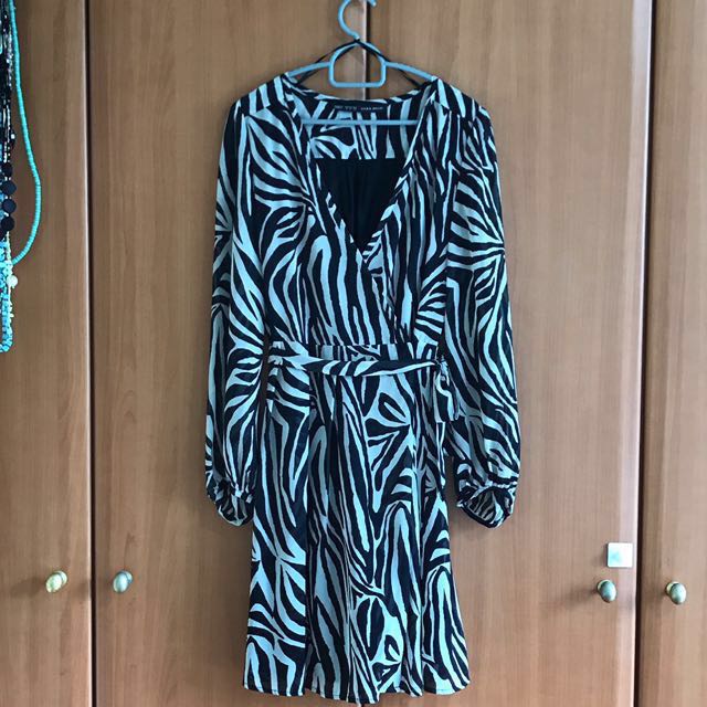 zara blue zebra dress