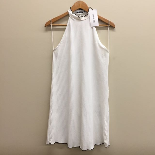 zara white halter dress