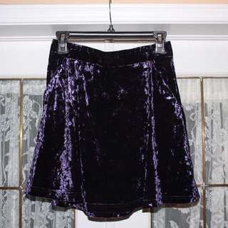 Purple Crushed Velvet Skirt