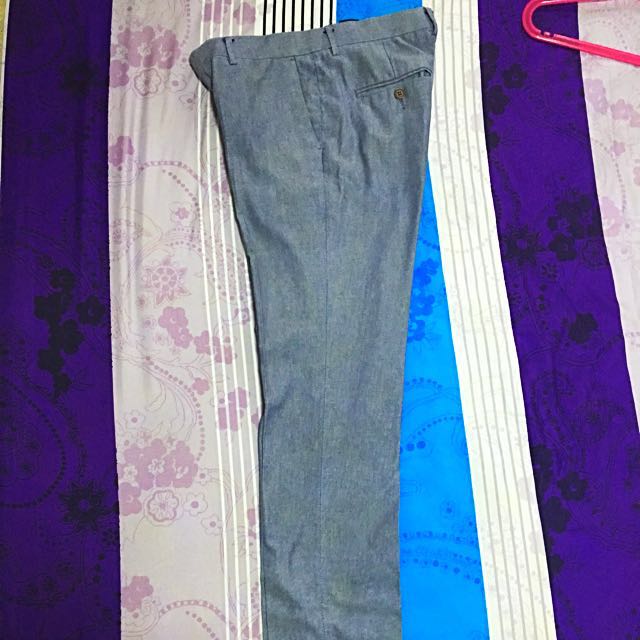 H M Light Blue Checkered Business Casual Pants Men S Fashion Clothes On Carousell