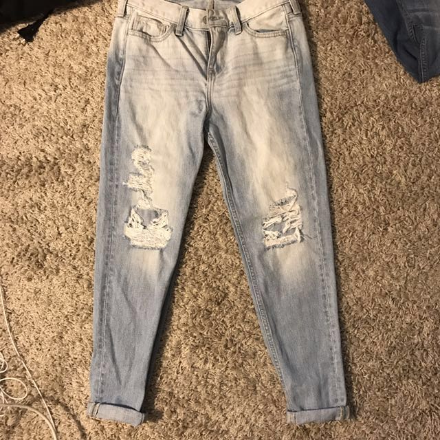 ripped boyfriend jeans hollister