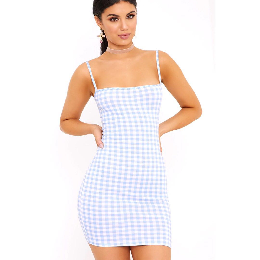 blue gingham sundress