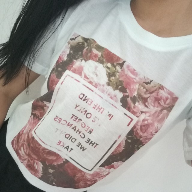 Tumblr Floral Quotes White Tee Women S Fashion Clothes Tops On