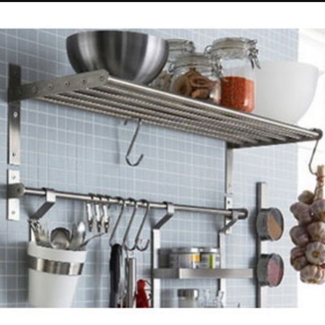 Ikea Grundtal Stainless Steel Kitchen Shelf Rail Top Rack Home