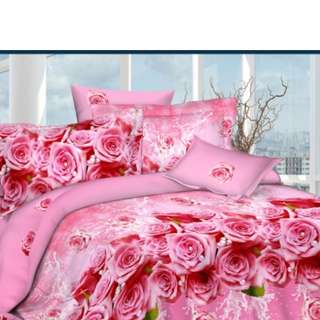 Set bedcover motif rose 3D ukuran queen/king