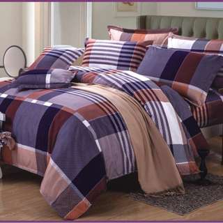 Set bedcover motif square purple ukuran queen/king