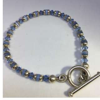 petite vintage tanzanite light violet toggle bracelet sz6.5'' ster silver NR