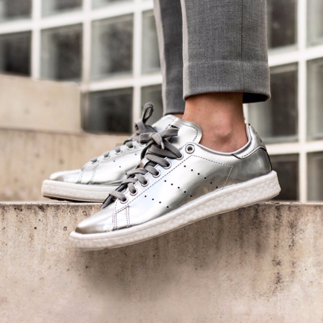 Adidas Stan Smith Boost - Metallic Silver [Authentic], Women'S Fashion,  Footwear, Sneakers On Carousell