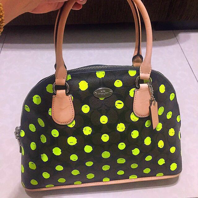 Neon yellow coach purse hot sale
