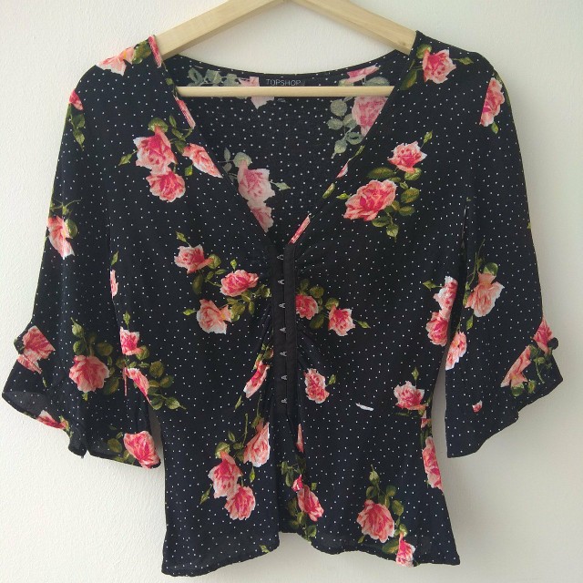 Reduced! Topshop Floral \u0026 Polka Dot Top