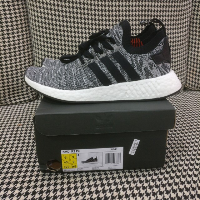 US9.5 UK9 Adidas NMD R2 PK Black Orange Shadow Knit Men s Fashion