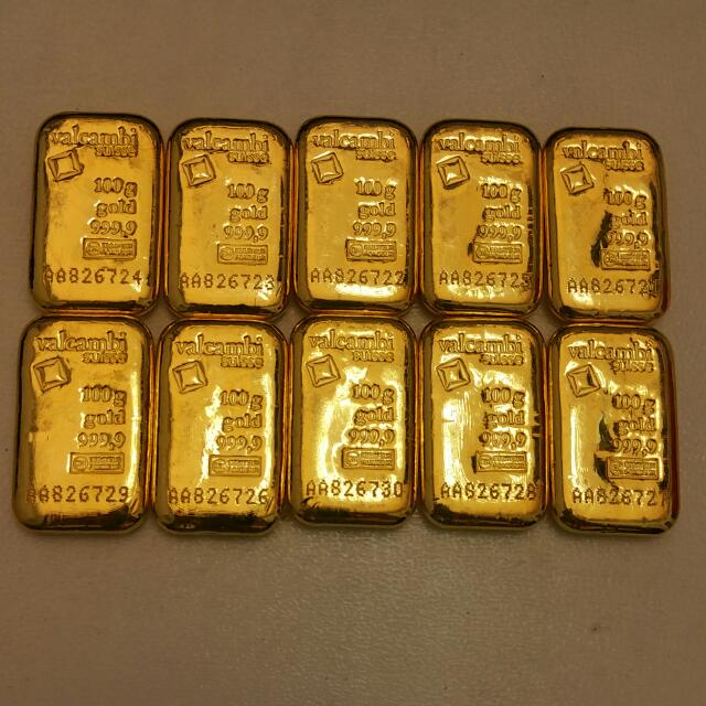 Valcambi 100g 999.9 Gold Bars, Vintage & Collectibles, Vintage Watches ...