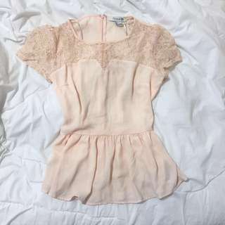 Peach Lace Peplum Forever 21