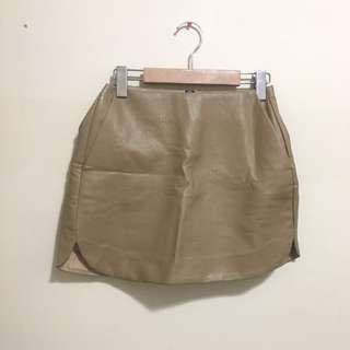 Tan Faux Leather Skirt