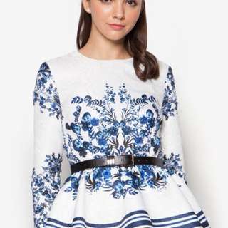 ZALIA PEPLUM TOP FLORAL EMBROIDERY