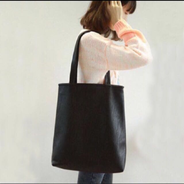 korean leather tote bag