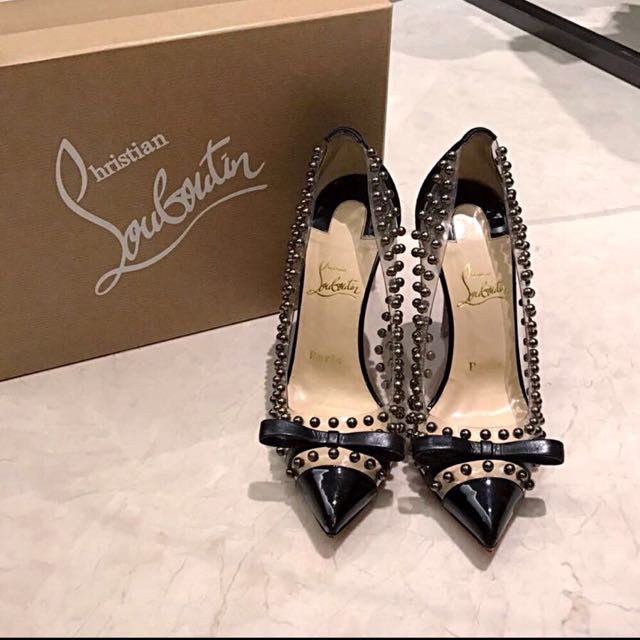 louboutin black studded heels