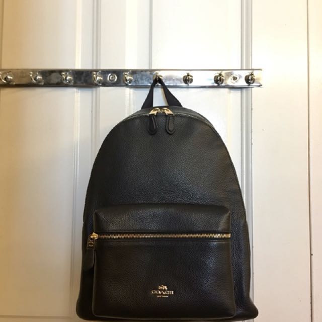 coach pebble leather charlie backpack