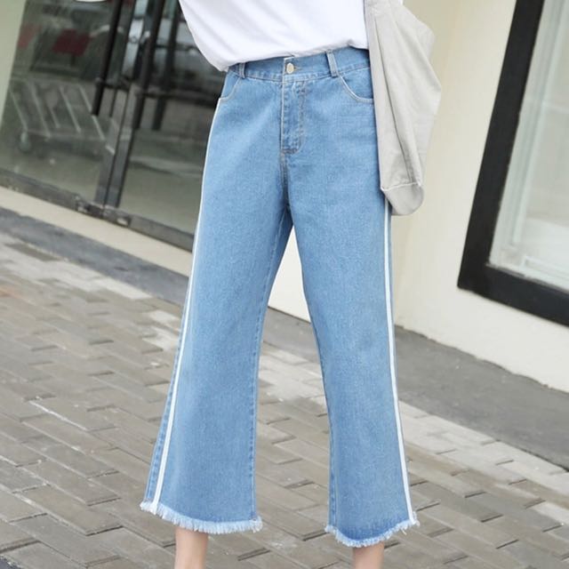 light blue denim culottes
