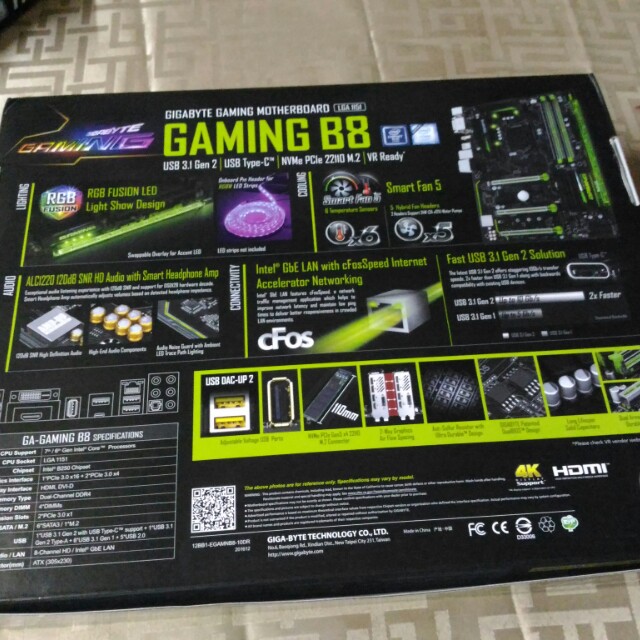 Gigabyte gaming b8 motherboard LGA1151 socket, Computers & Tech, Parts