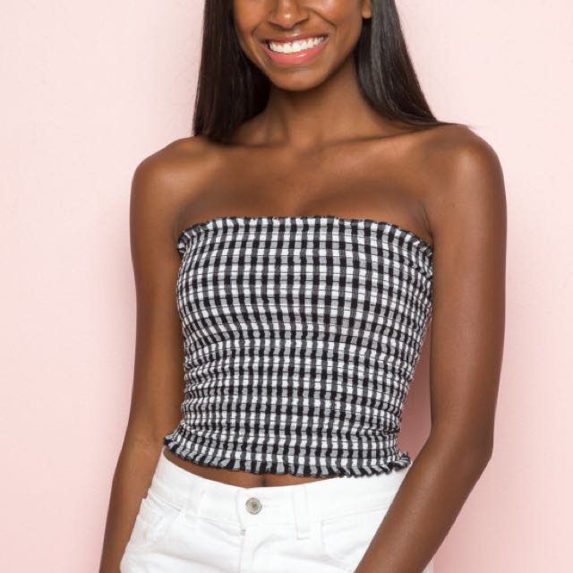 smocked bandeau tube top